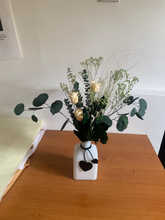 White vase with Mini Cream Magic Roses
